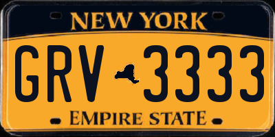 NY license plate GRV3333