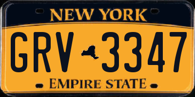 NY license plate GRV3347