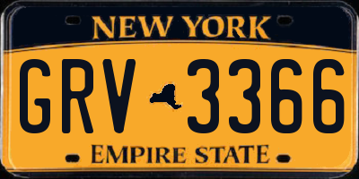 NY license plate GRV3366