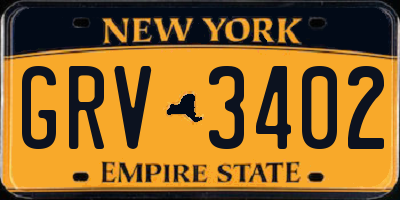 NY license plate GRV3402