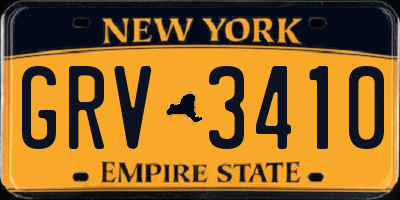 NY license plate GRV3410