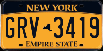 NY license plate GRV3419