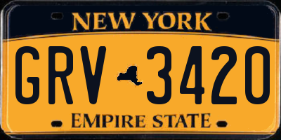 NY license plate GRV3420