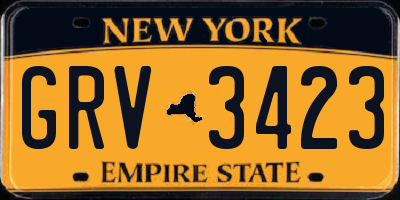 NY license plate GRV3423