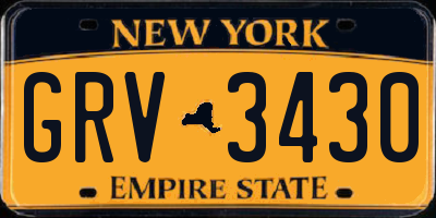 NY license plate GRV3430