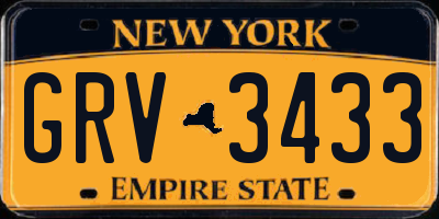 NY license plate GRV3433
