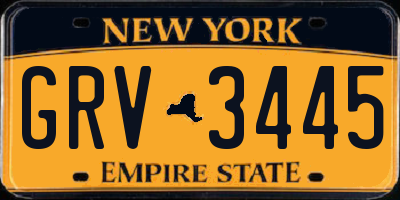 NY license plate GRV3445