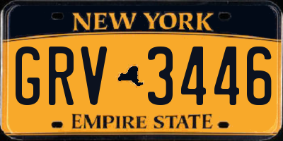 NY license plate GRV3446