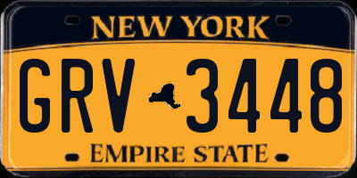 NY license plate GRV3448