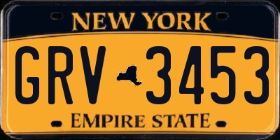 NY license plate GRV3453