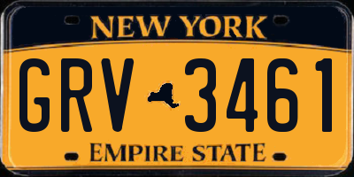 NY license plate GRV3461