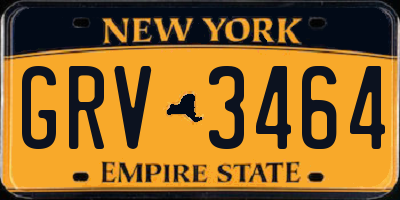 NY license plate GRV3464