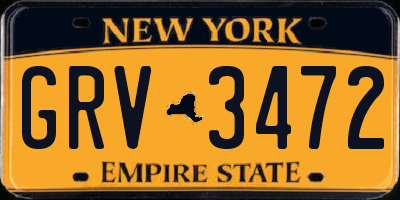 NY license plate GRV3472