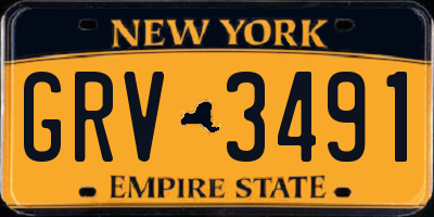 NY license plate GRV3491