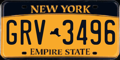 NY license plate GRV3496