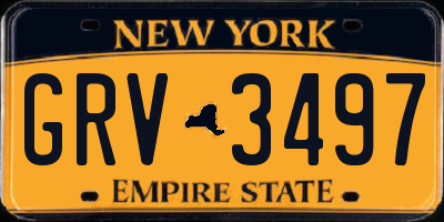 NY license plate GRV3497