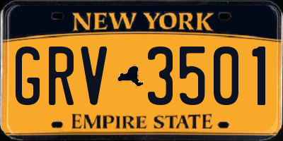 NY license plate GRV3501