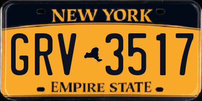 NY license plate GRV3517