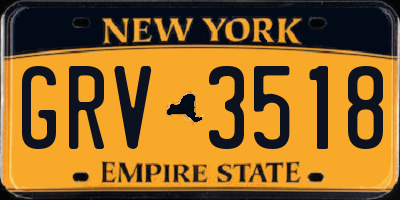 NY license plate GRV3518