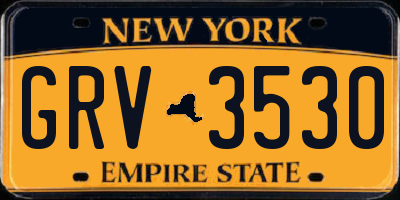 NY license plate GRV3530