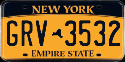 NY license plate GRV3532