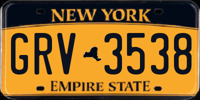 NY license plate GRV3538