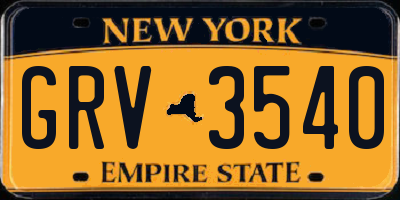 NY license plate GRV3540