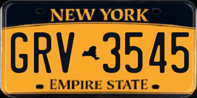 NY license plate GRV3545
