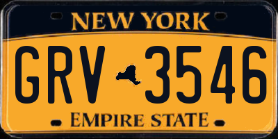 NY license plate GRV3546