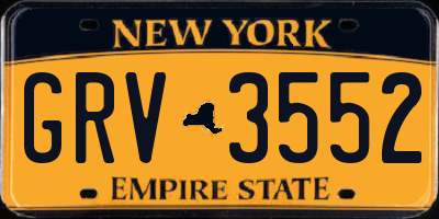 NY license plate GRV3552