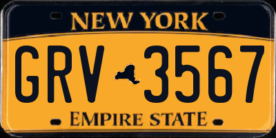 NY license plate GRV3567