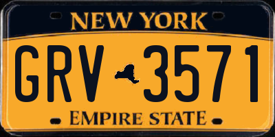 NY license plate GRV3571
