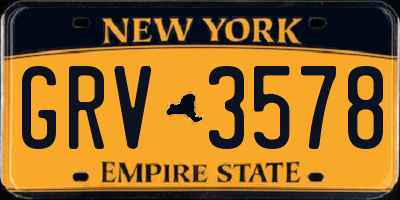 NY license plate GRV3578