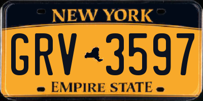 NY license plate GRV3597