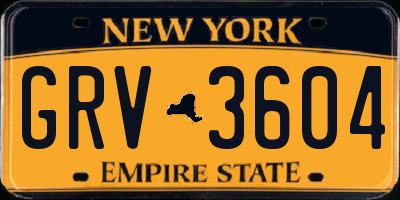 NY license plate GRV3604