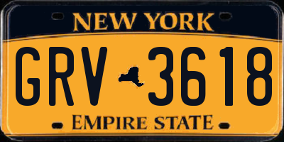 NY license plate GRV3618