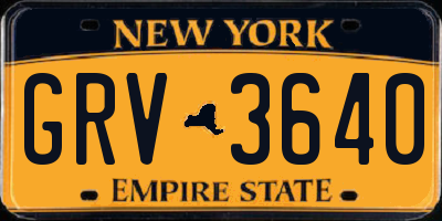 NY license plate GRV3640