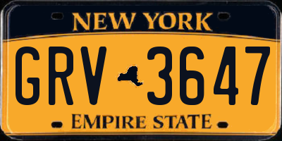 NY license plate GRV3647