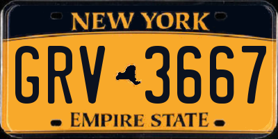 NY license plate GRV3667