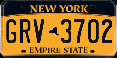 NY license plate GRV3702