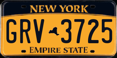 NY license plate GRV3725