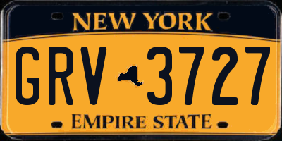 NY license plate GRV3727