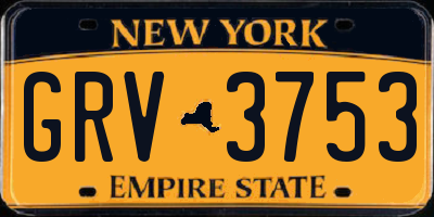 NY license plate GRV3753
