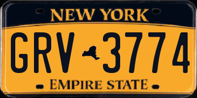 NY license plate GRV3774