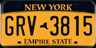 NY license plate GRV3815