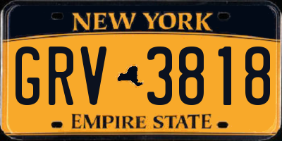 NY license plate GRV3818