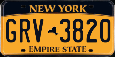 NY license plate GRV3820