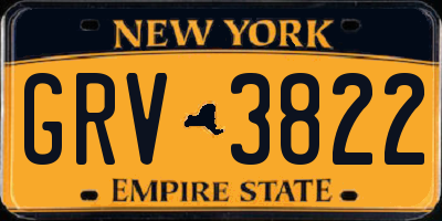 NY license plate GRV3822