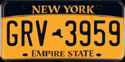 NY license plate GRV3959