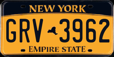 NY license plate GRV3962